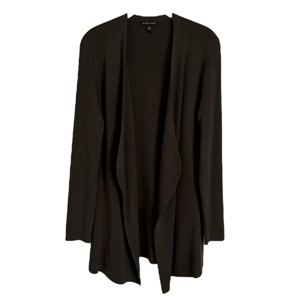 Eileen Fisher Angle Front Silk Blend Cardigan SZ M - Picture 5 of 7